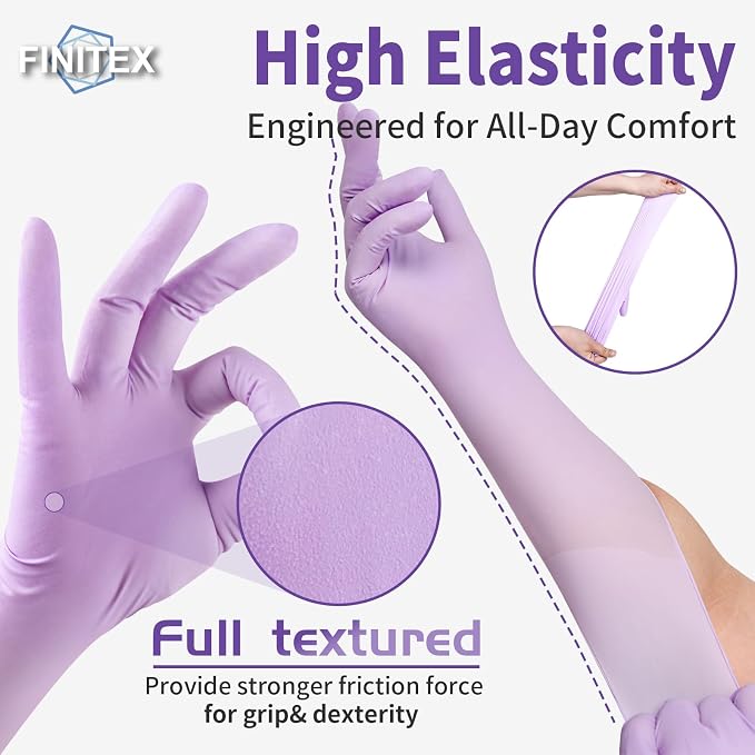 Nitrile Disposable Latex-Free Gloves Purple 5mil 100PCS Cleaning Glove | Powder-free, Latex-free, Industrial-grade,Purple,5mil Thick,12inch long,Comfortable fit,Examination,Food,House Home Cleaning