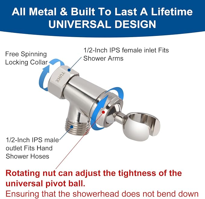 Shower Head with Handheld - All Metal Holder and Long Hose, High Pressure | All Metal Holder and Long Hose, Multi Mode Adjustment High Pressure Showerhead Sprayer