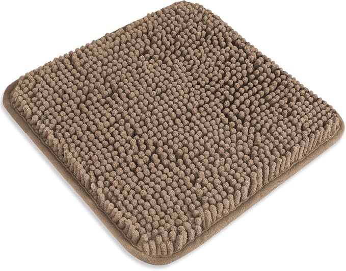 Small Bathroom Rug 12"x12" – Washable and Absorbent Mini Bath Mat, Non Slip, Thick Soft Chenille Bath Rugs for Bathroom, Shower, Locker Rug(Taupe)