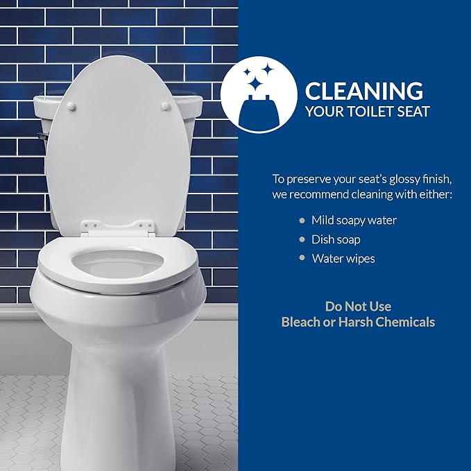 Mayfair 18440EC Open Front Toilet Seat and Lid, Easy Clean Hinges and Durable Wood Seat, Made in USA, Elongated, White