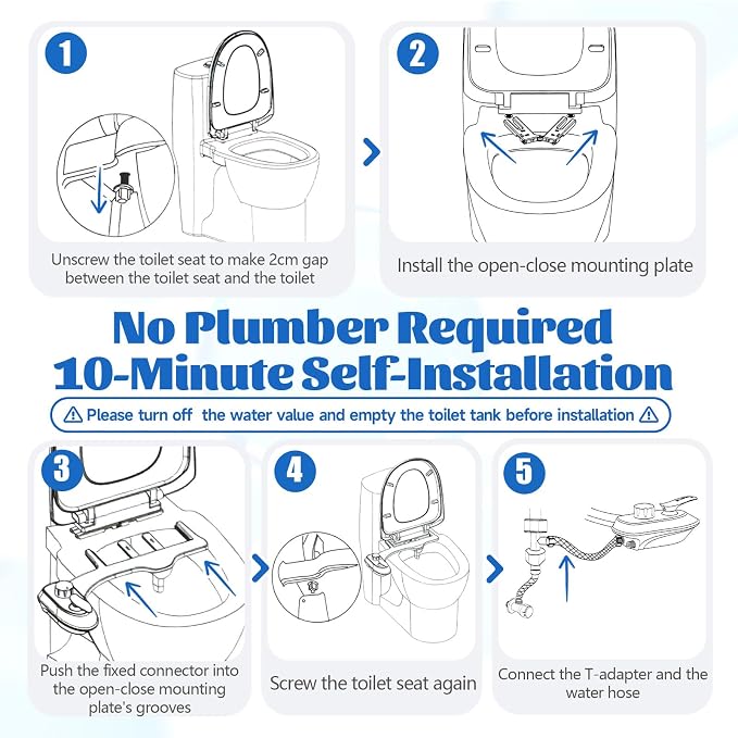 Bidet Attachment Hot Cold Water Non Electric Bidet Sprayer For Women | Warm Water Dual Nozzle Bidet Attachment for Toilet,Adjustable Flow with Bidet Hose for Feminine/Real Wash/ Self-Cleaning