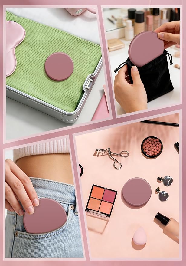 Compact Mirror with Light, Rechargeable 40X Magnifying Mirror with 3 Lighting Modes & Dimmable Brightness, Portable Travel Makeup Mirror; Essentials for Travel, Pocket, Purse Gifts Rose