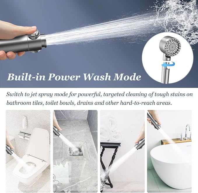 FEELSO Filtered Shower Head with Handheld, High Pressure Shower Filter Head | ON/OFF Switch, Anti-clog Nozzles, 4 Spray Showerhead with Filters for Hard Water, Remove Chlorine, Reduce Dry Itchy Skin