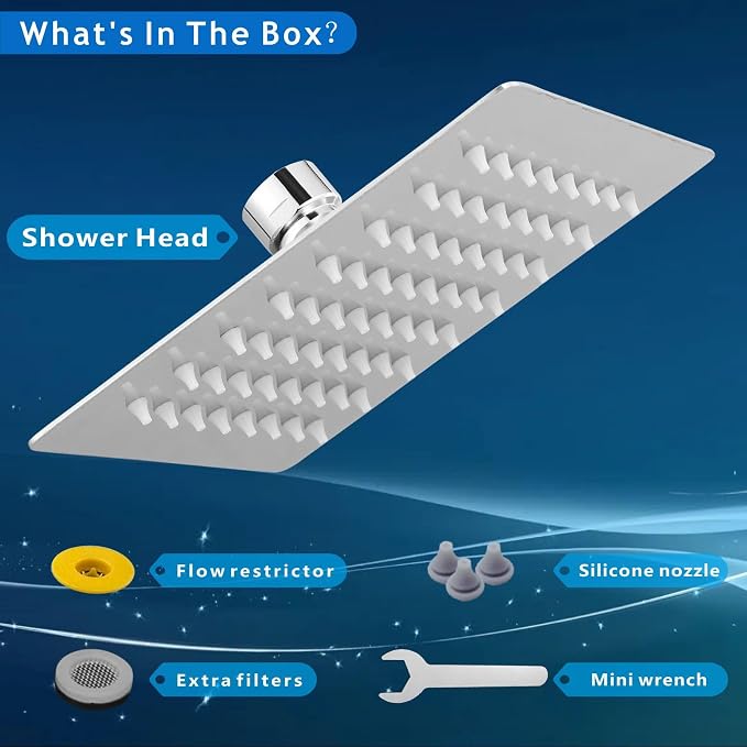 Voolan Rain Shower head, High Pressure Shower Head Made of 304 Stainless Steel, Relaxed Shower Experience Even at Low Water Flow and Pressure (6" Chrome)