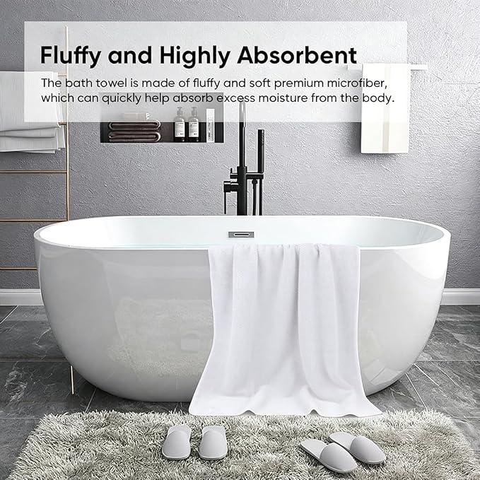 HOMEXCEL Bath Sheets 2PK, 35x70 in, Absorbent&Soft, Extra Large Bath Towel | Lightweight and Quick Drying Microfiber Towels for Bathroom, Yoga, SPA, Fitness, White