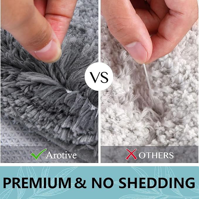 Arotive Microfiber Bathroom Rugs, Shaggy Soft Absorbent Bath Rug, 40x24 | Grey, Rubber Backing Thick Plush Machine Washable Dry Bath Mats for Bathroom, Tub and Shower, Rectangular