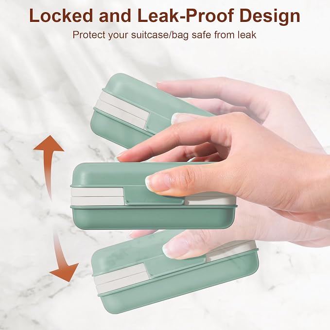 Quatish Leakproof Bar Soap Holder Dish with Lid for Shower, Portable Travel Soap Case Box for Gym, Camping, Hiking, Outdoor Use, Travel Size Toiletries Essentials, Keeps Soap Dry, GreyGreen