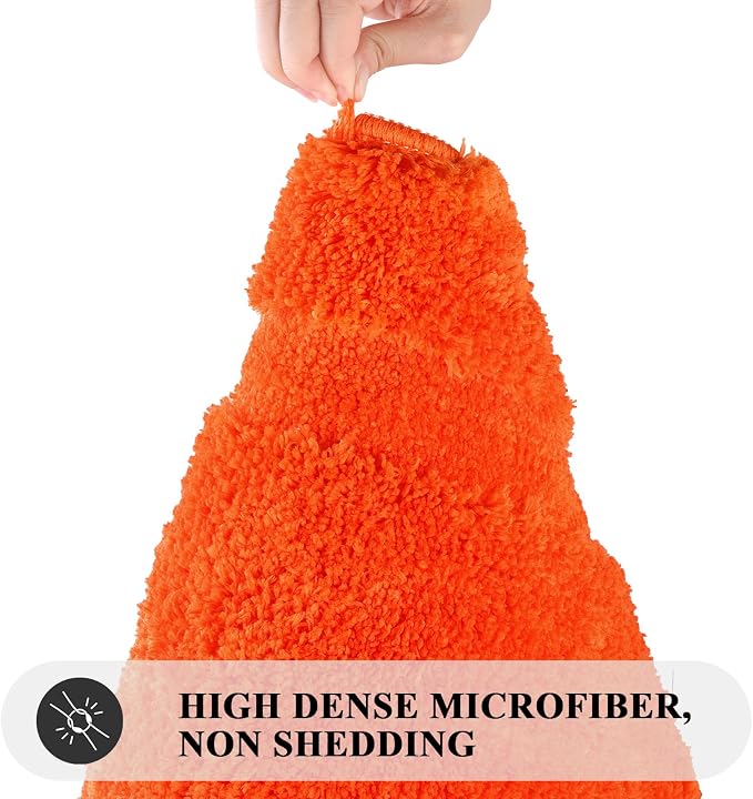 SHACOS Soft Microfiber Bathroom Rugs Set of 2 Pieces, Orange | 32x20 + 24x16, Absorbent Plush Bath Rugs, Non Slip Washable Shaggy Bath Mats, Fluffy Bathroom Runner Floor Mats Shower Rug