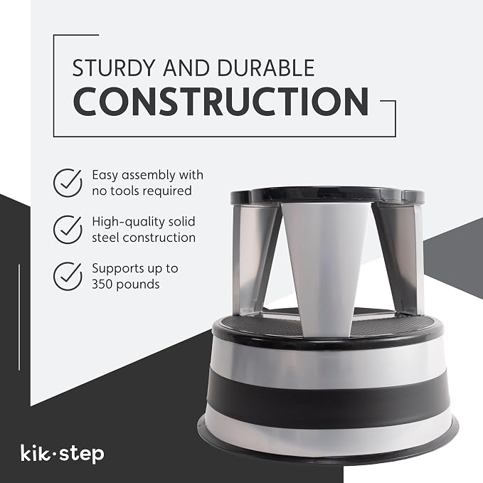 Cramer Kik Step Steel Step Stool - Two Step Stool, Holds 350 lbs (Silvertone)