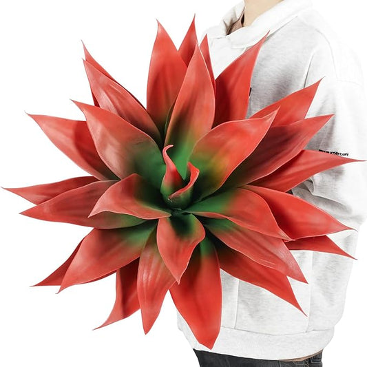 Velener Fall Fake Agave Artificial Plant: Red Fake Succulents Plant for Room Decor and Autumn, Unpotted Faux Agave Plant for Outdoor/Indoor Decor, Red, 28 inches, Set of 1