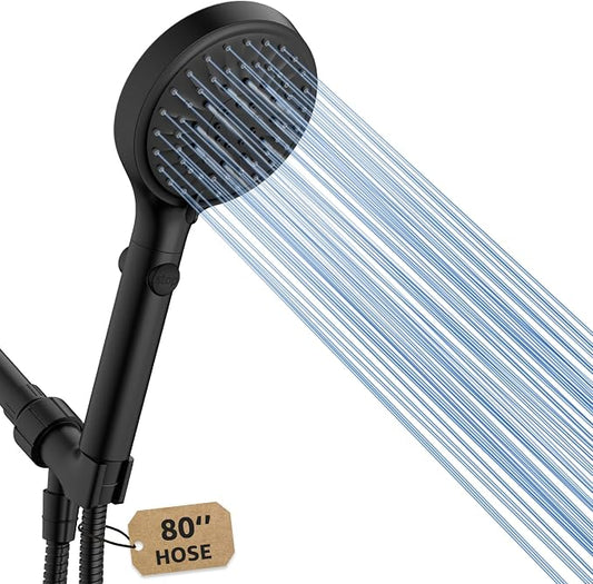 Shower Head with Handheld, High Pressure Showerhead with Hose Black | 80" Extra Long Stainless Steel Hose & Adjustable Bracket, Shower Heads with ON/OFF Switch for Pets Bath
