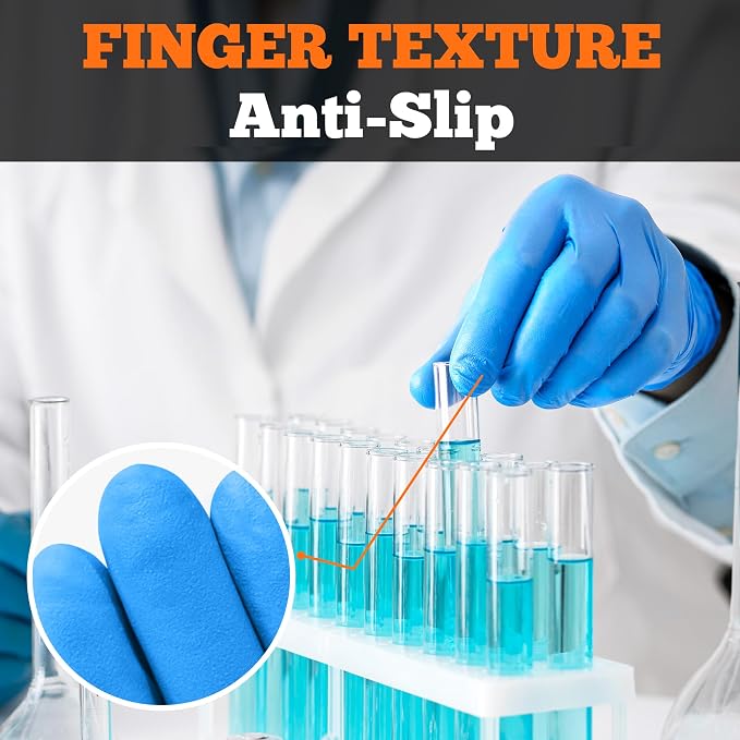 Nitrile Exam Gloves, Blue, 6-mil, Heavy Duty Nitrile Gloves, Mechanic Disposable Gloves, Latex Free, Powder Free