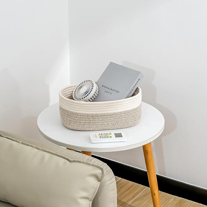 CubesLand Baskets for Shelves Storage,Cube Shelf Closet Storage Bins Set 2 | Long-lasting &Skin-friendly Toy Basket Bin,Stylish Room Decor Basket,Woven Off White/Light Brown