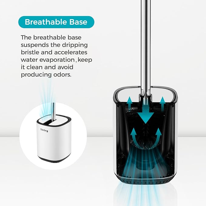 Toilet Brush and Holder Set Toilet Bowl Brush Stainless Steel Automatic Open lid Toilet Bowl Cleaner Brush with Durable Bristle Head Toilet Cleaning Brush for Bathroom