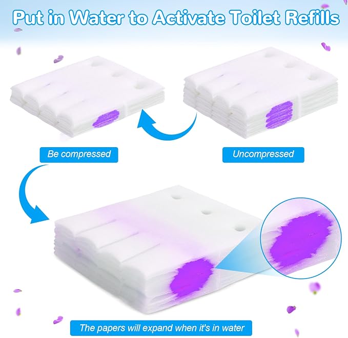36 Count Flushable Toilet Bowl Cleaner Refills, Toilet Cleaner Refill Pads | Flushable, Disposable, Bathroom Toilet Brush Refills, Accessories Supplies Starter Kit, Fresh Lavender Scent, No Handle