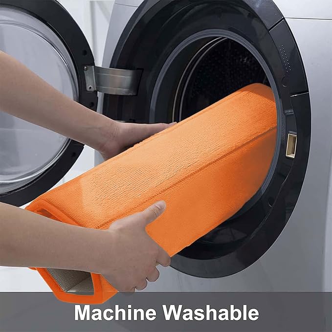 Buganda Memory Foam Bath Mat 24 x 16, Ultra Soft Absorbent Bathroom Rugs | Orange, Machine Washable Quick Dry Bath Mats for Bathroom Floor, Shower and Tub, Home Decor Accessories