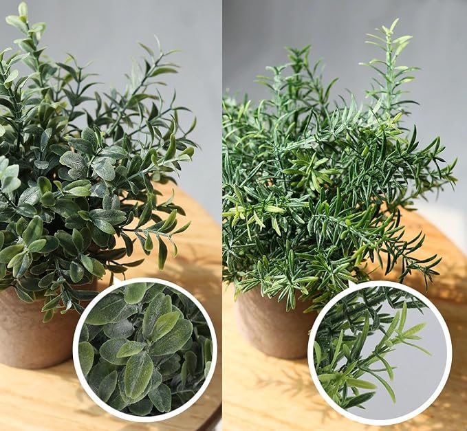 Lemonfilter Fake Plants,3PCS Artificial Plants Indoor Eucalyptus Desk Decor | Small Faux Greenery Plants with Pulp Pot Plastic Fake Plants for Shelves Floating Coffee Table Bathroom Bedroom Decor Plants