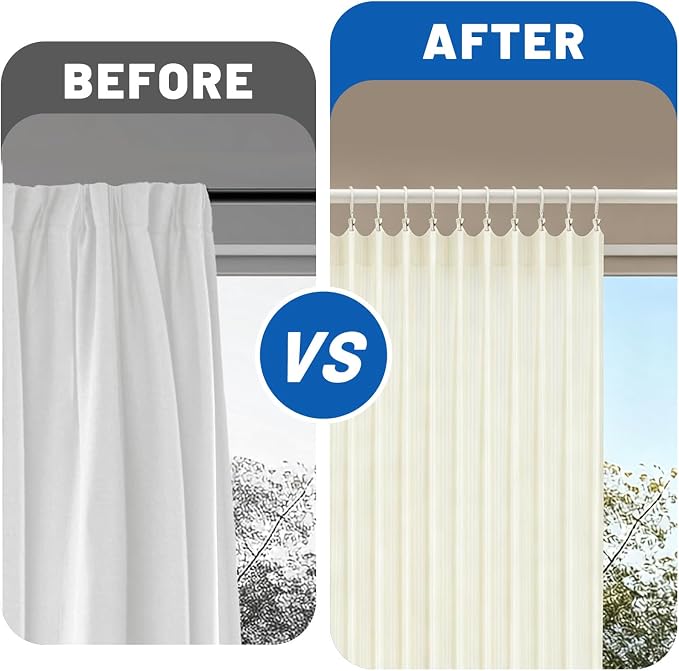 24 Pack 2 Inches Openable Curtain Rings with Clips | Drapery Metal Clip Iron Drapes Hangers Decorative for Windows Rods Rustproof, White