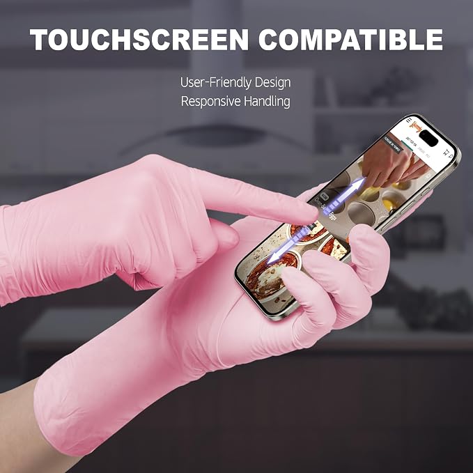 SwiftGrip Disposable Nitrile Dishwashing Gloves, Extended 12 Inches Cuff, 6-mil, Cherry Blossom Cleaning Gloves, Latex-Free