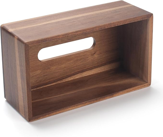 Tissue Box Cover Rectangle, Wood Tissue Box Holder, Wooden Facial Paper Holder for Bathroom, Bedroom, Dinner Table, Office (1 Pack, 9.8 x 5.5 x 3.7 inch)