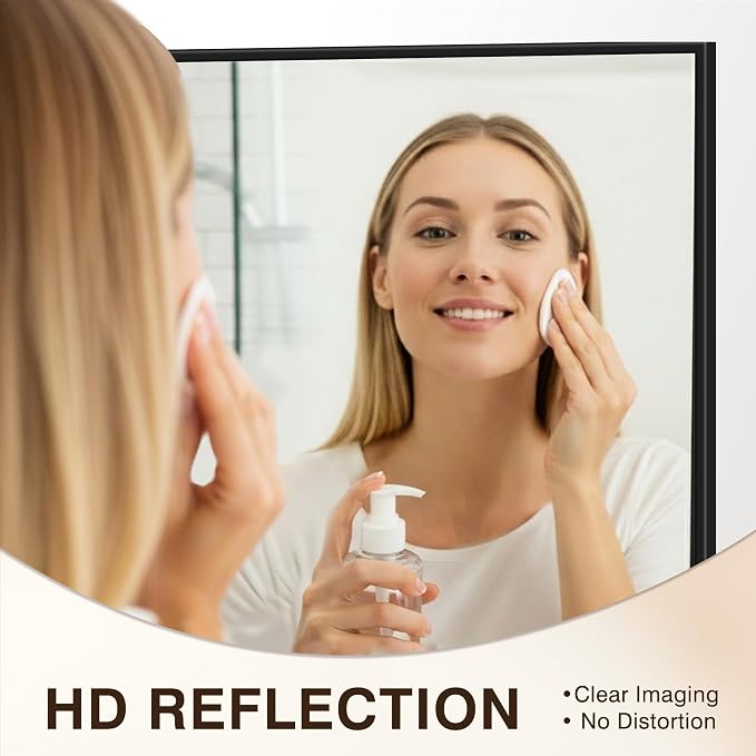 FICTOR Bathroom Vanity Mirror for Over Sink, 30" x 40", Black | Anti-Rust Frame, Shatterproof Tempered Glass, Vertical/Horizontal Wall Mounted Mirror for Bedroom, Entryway, Living Room