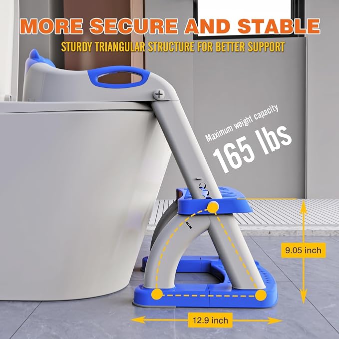 Potty Training Toilet for Toddlers, 2-in-1 Potty Training seat, Anti-Slip | SKYROKU, Fits Round & Elongated Toilets, 6 Heights, Splash Guard, Foldable, Holds 200+ lbs, Step Stool, Dishwasher Cushion