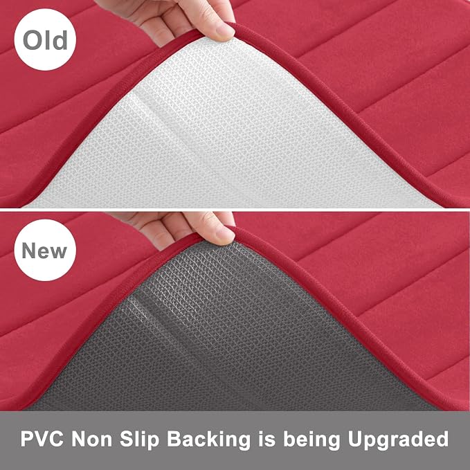 Buganda Memory Foam U-Shaped Toilet Rugs 24 x 20, Absorbent Bathroom mat | Red, Thick Soft Machine Washable toilet mat for bathroom, Contour Bath Rugs Mat for Toilet Base
