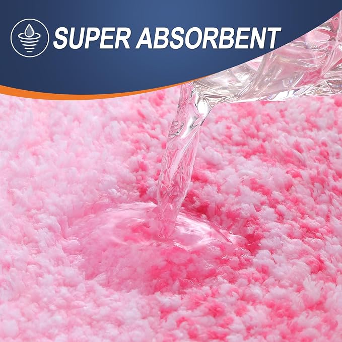 OLANLY Large Bathroom Rugs 44x32, Extra Soft Absorbent Microfiber Bath Rugs | Pink, Non-Slip Quick-Drying Rubber Backing, Machine Washable Plush Bath Mat for Floor, Tub and Shower, Home Decor Accessories