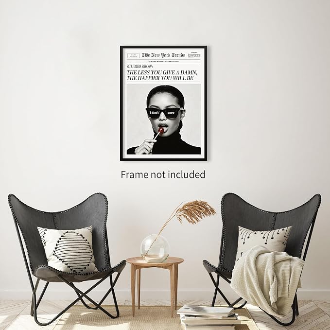 Haitunone Modern Minimalist Newspaper Quotes Wall Art Black and White Feminist Inspirational Poster Mental Health Canvas Prints Trendy Room Aesthetic Wall Decor 16X24 inch Unframed