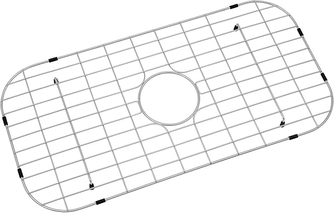LQS Stainless Steel Kitchen Sink Grid and Sink Protector, Sinks Grate 26" x 13 3/8" with Center Drain Hole for Single Bowl, Sink Protectors for Kitchen Sink