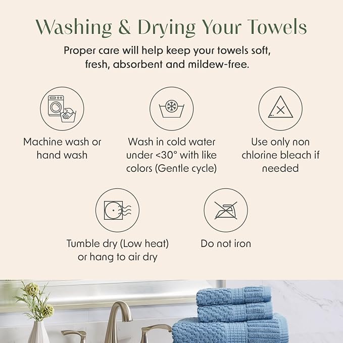 4 Pack 100% Cotton Bath Towels | Blue Towels | Oeko‑TEX Standard 100 | Soft & Absorbent, Quick‑Dry | Trinity Collection - Blue Shadow