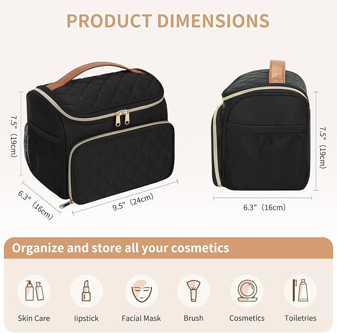 CUBETASTIC Travel Makeup Bag, Large Makeup Case Organizer, Cosmetic Storage | Multi-Pockets, Separate Makeup Brush Compartment, Premiun Metal Two Way Zipper, Portable Handle, Breathable Mesh