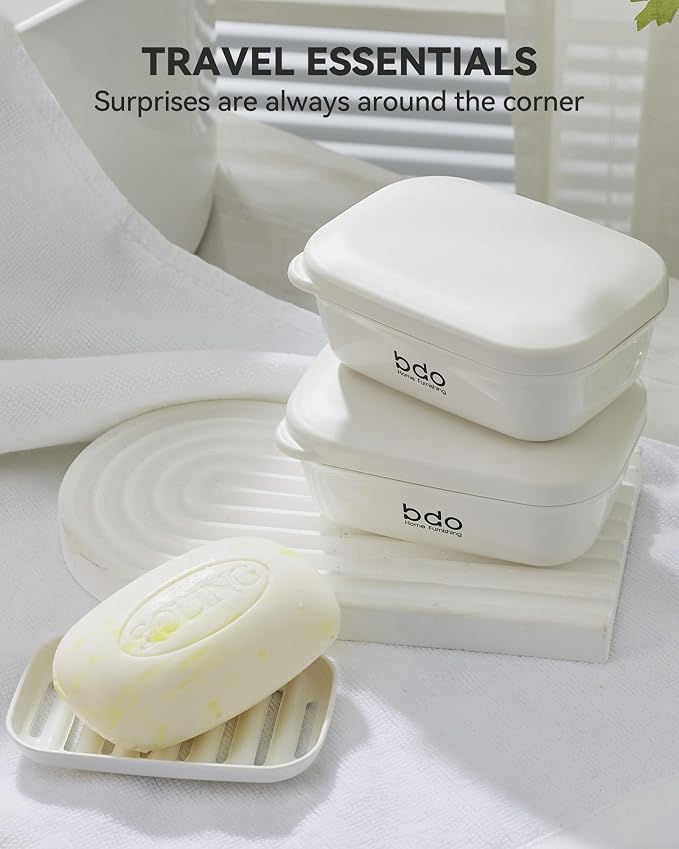 Travel Essentials Soap Holder with Lid,Leakproof Soap Dish with Drainage Layer, Portable Travel Soap Bar Case for Camping, Gym, Bathroom,Kitchen,Dormitory,Hotel(Green)