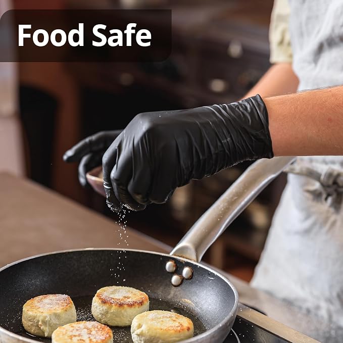 SwiftGrip Disposable Nitrile Exam Gloves, Black Nitrile Gloves Disposable Latex Free for Medical, Cooking & Esthetician