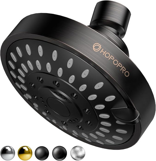 High Pressure Shower Head, HOPOPRO 5-Mode Fixed Showerhead, NBC Recommended | The Washington Post, NBC, Today Recommended, Consumer Reports Tested High Flow Fixed Shower Head (4 Inch Oil Rubbed Bronze)