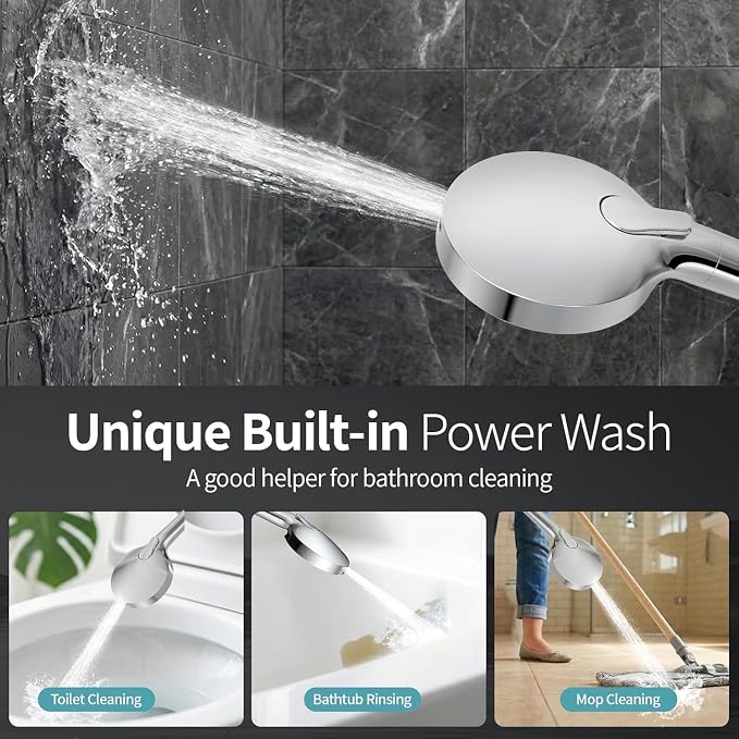 SR SUN RISE NSF Certified Filtered Shower Head 9-Spray Setting with Handheld for Hard Water to Remove Chlorine High Pressure Anti-Clog Nozzles (1 Filter, Chrome Silver)