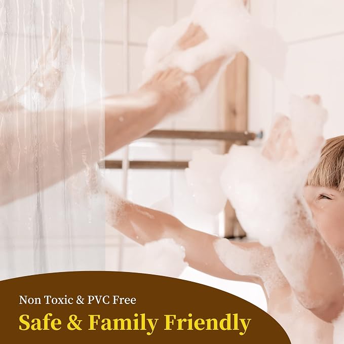 Barossa Design Frosted Shower Curtain Liner Standard Size | Premium PEVA, BPA & PVC Free, No Chemical Smell, Metal Grommets, Lightweight Bath Curtain with 3 Magnets for Bathroom