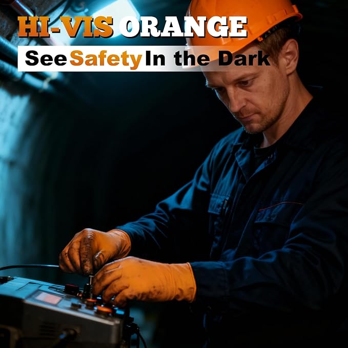 Heavy Duty Industrial Orange Nitrile Gloves, 8-mil, Gloves Disposable Latex Free with Raised Diamond Texture Grip, Powder Free, Rubber Glove, Mechanic Gloves,1000-ct Case (Medium)