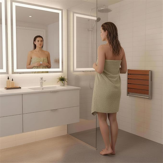 20" Foldable Shower Seat Wall Mounted, Folding Shower Bench for Shower Spaces, 450lbs Max Load for Inside Shower