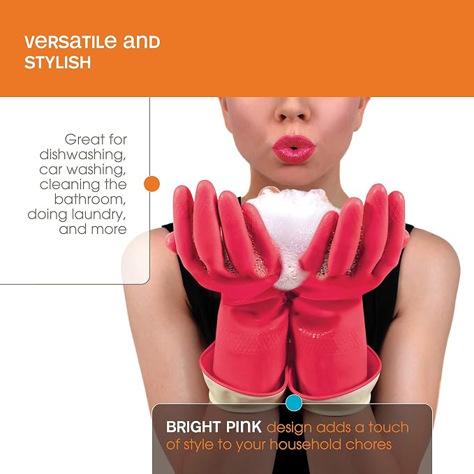 Casabella Premium Waterblock Reusable Household Cleaning Gloves, Medium (Pack of 2)
