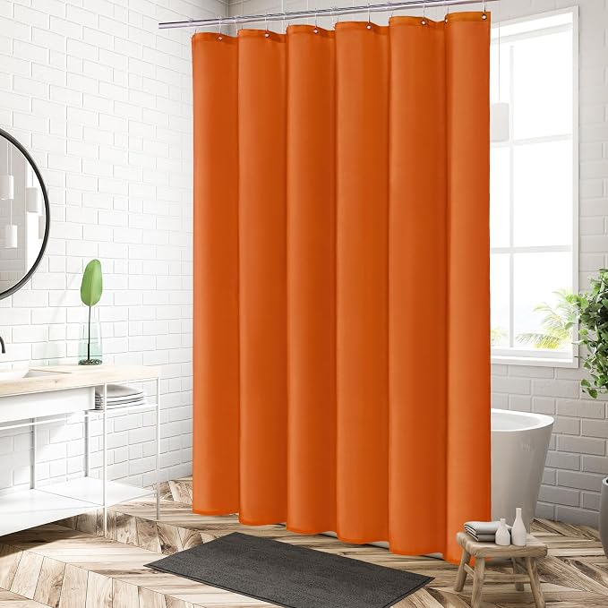 MitoVilla 2 Pack Orange Fabric Shower Curtain Liner - 72" W x 72" H, Burnt Orange Shower Curtain or Liner for Modern Neutral Hotel Bathroom Decor, Waterproof Cloth & Hotel Quality