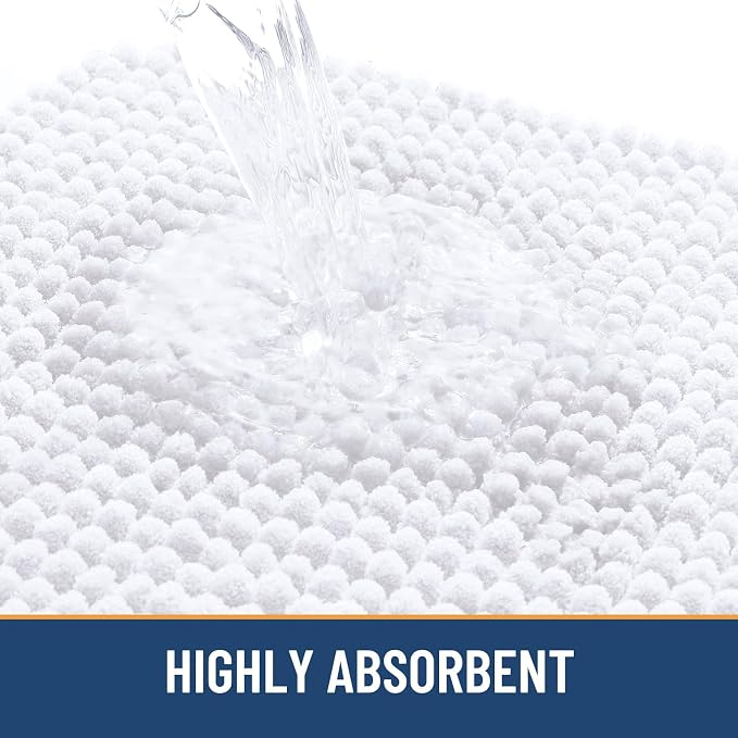 Arotive Chenille Bathroom Rugs 50x30, Soft Absorbent Bath Mat, White | Rubber Backing, Machine Washable Dry Bath Mats for Bathroom Floor, Tub and Shower, Home Decor Accessories