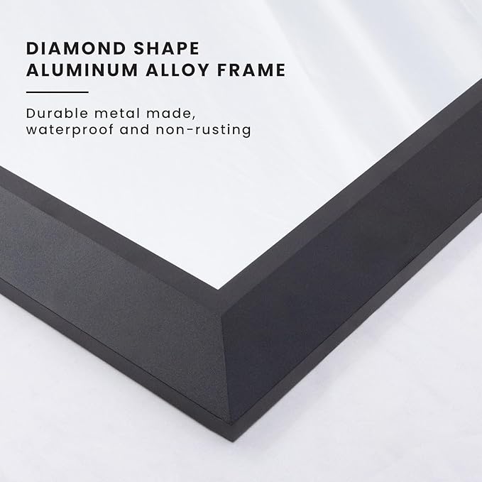 Black Bathroom Mirror, 40x30 Inch | Thick Metal Framed, HD Reflection, Anti-Rust, Hang Horizontally/Vertically, Suitable for Vanity, Bedroom, Bathroom, Entryway