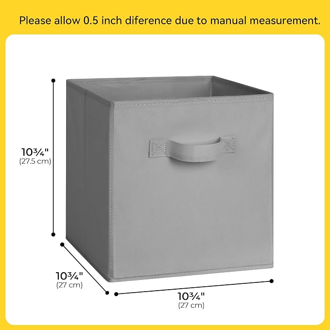 Cupic Cupid 10-Pack 11x11 Cube Storage Bins, Collapsible Storage Cubes, Gray