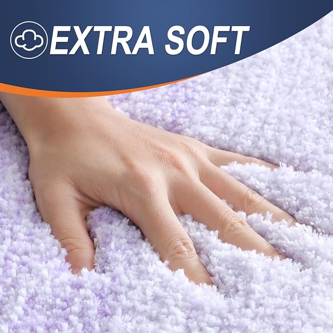 OLANLY Bathroom Runner Rug 70x24, Extra Soft Absorbent Microfiber Bath Rugs | Light Purple, Non-Slip Quick-Drying Rubber Backing, Washable Long Bath Mat for Floor, Tub and Shower, Home Decor