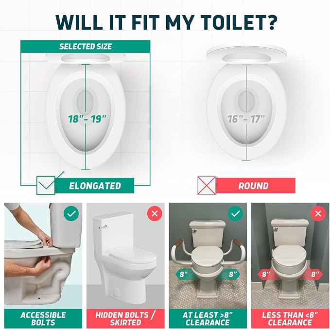Lunderg Solva Raised Toilet Seat with Handles - Elongated - Adds 3 Inches | Easy to Install Toilet Seat Risers for Seniors - Elegant White Design & Works like the one you always use - No Hospital Vibe