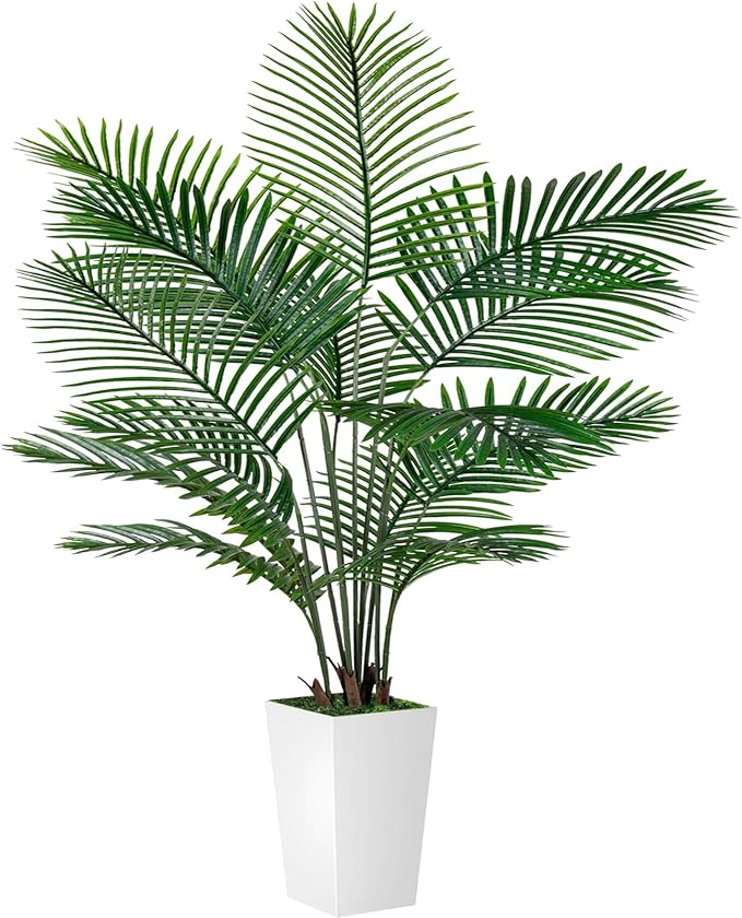 VIVATREES Palm Tree 6FT Artificial, 72in Tall Faux Palm Tree with 15.7 White Planter, Fake Potted Tree for Indoor & Outdoor Home Office Decor