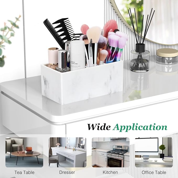 Luxspire 5 Slots Toothbrush Holders, Resin, Gravel White | Toothbrush Razor Holder, Toothpaste Holder for Bathroom Accessories Set Vanity Counter Sink Organizer Storage Organizer Caddy