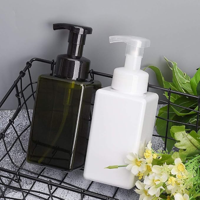 Foaming Soap Dispenser, 15oz Plastic Refillable Pump Bottle, 2 Pack, Green | Hand Dispenser for Liquid Soap, Shampoo & Body Wash – Saves Soap with Rich Foam, Reusable, Easy to Refill, BPA-Free