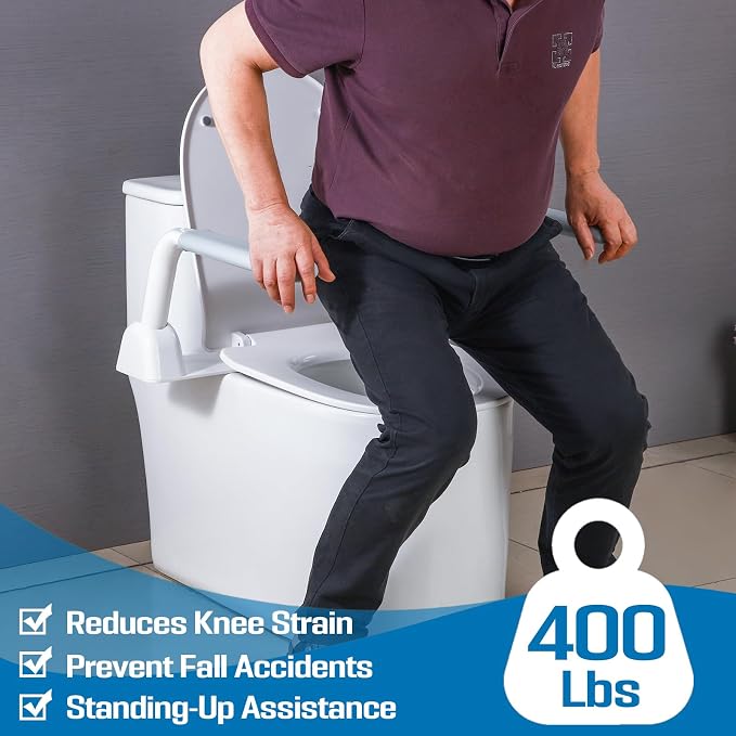 Toilet Safety Rails for Seniors (396 lbs), Adjustable Toilet Handle, Easy Installation and Frame with Arms for The Elderly and Disabled, Pregnant Women or Mobility Issues